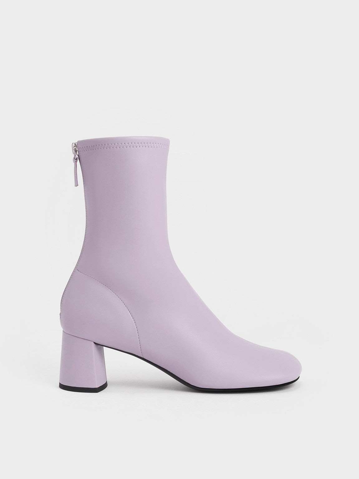 Round-Toe Zip-Up Ankle Boots, Lilac Grey, hi-res