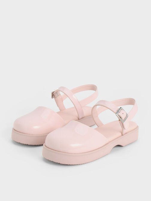 Girls' Ankle-Strap Flats, Light Pink, hi-res