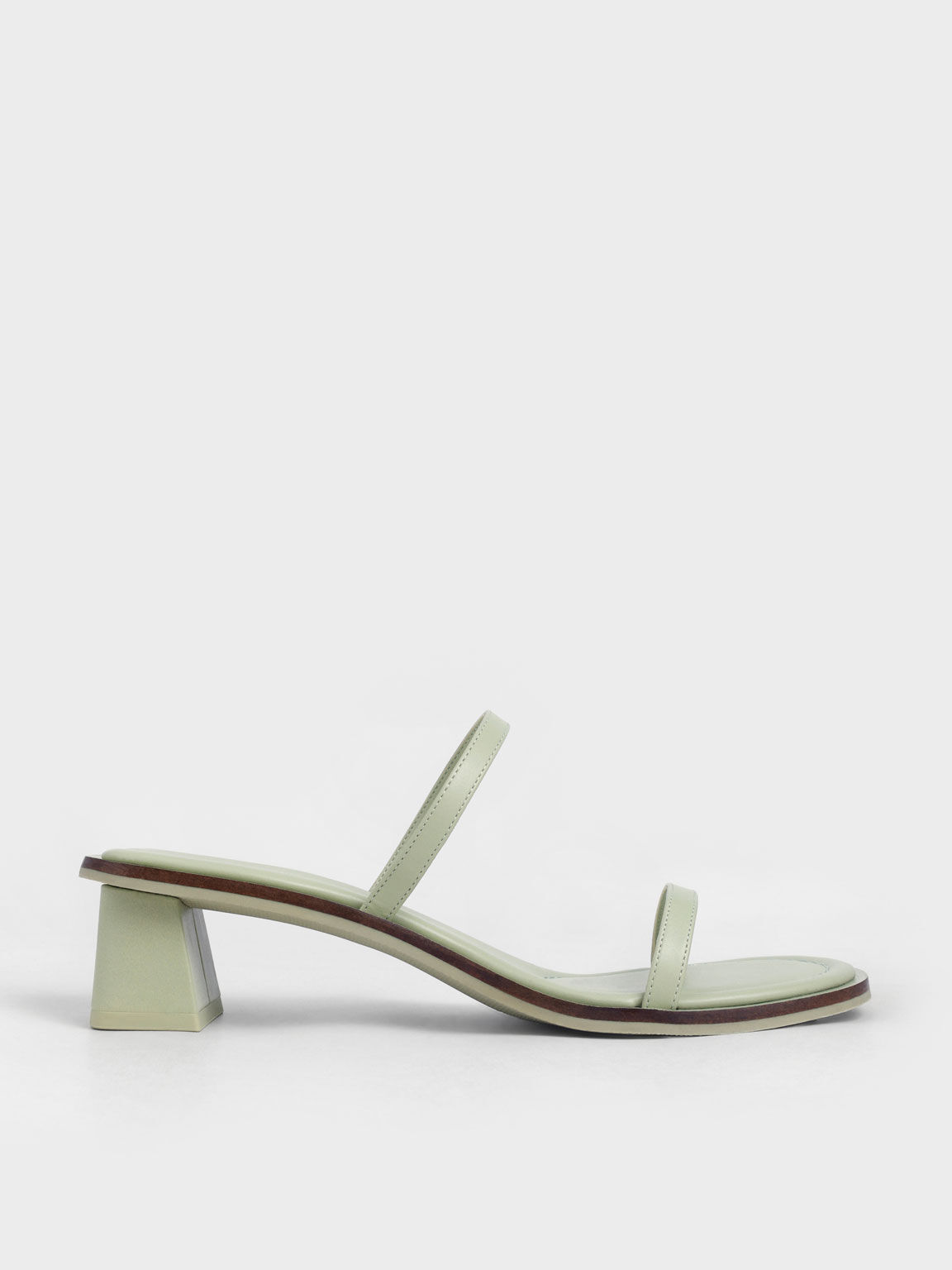 Strappy Trapeze Heel Mules, Sage Green, hi-res