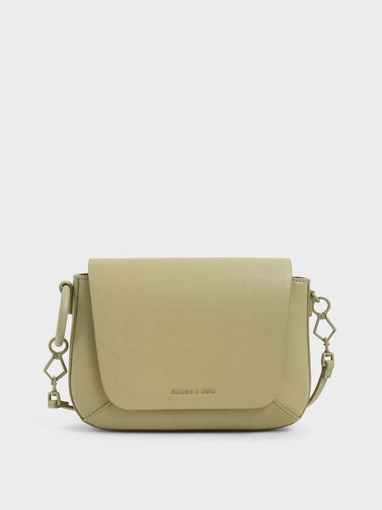 Front Flap Crossbody Bag, Sage Green, hi-res