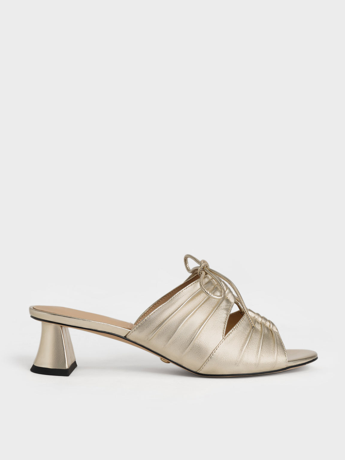 Landis Metallic Leather Round-Toe Mules, Gold, hi-res