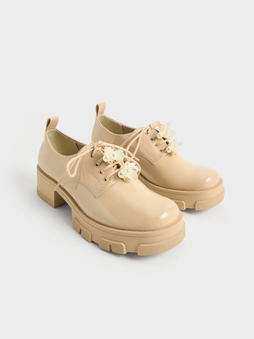 Hayden Bead-Embellished Patent Oxfords, Nude, hi-res