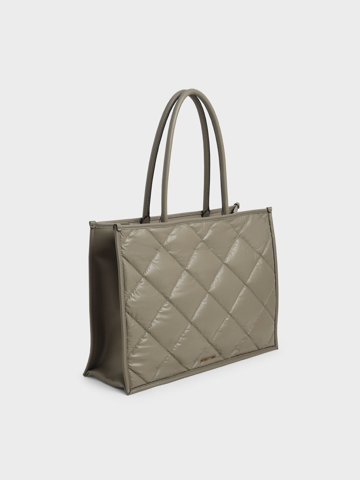 Celia Double Handle Quilted Tote Bag, Taupe, hi-res