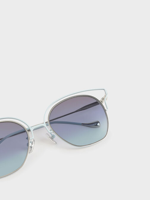 Cut-Out Tinted Sunglasses, Blue, hi-res