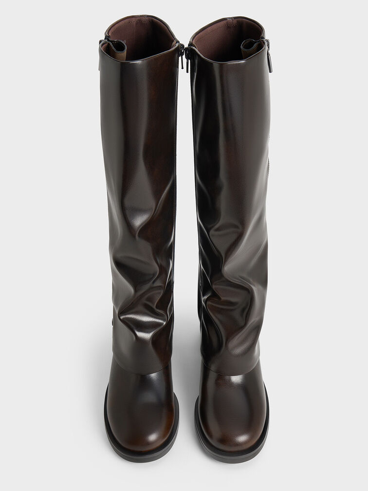 Louise Side-Zip Knee-High Boots, Dark Brown, hi-res