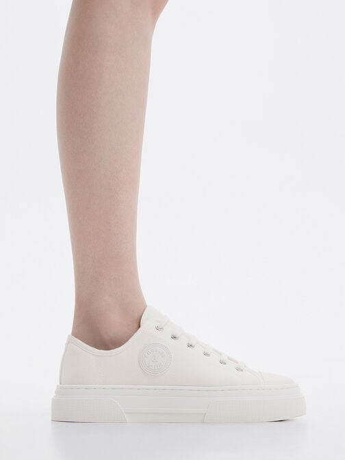 Kay Canvas Low-Top Sneakers, White, hi-res