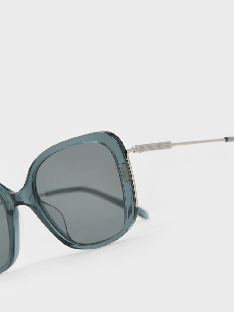 Renee Recycled Acetate Butterfly Sunglasses, Teal, hi-res