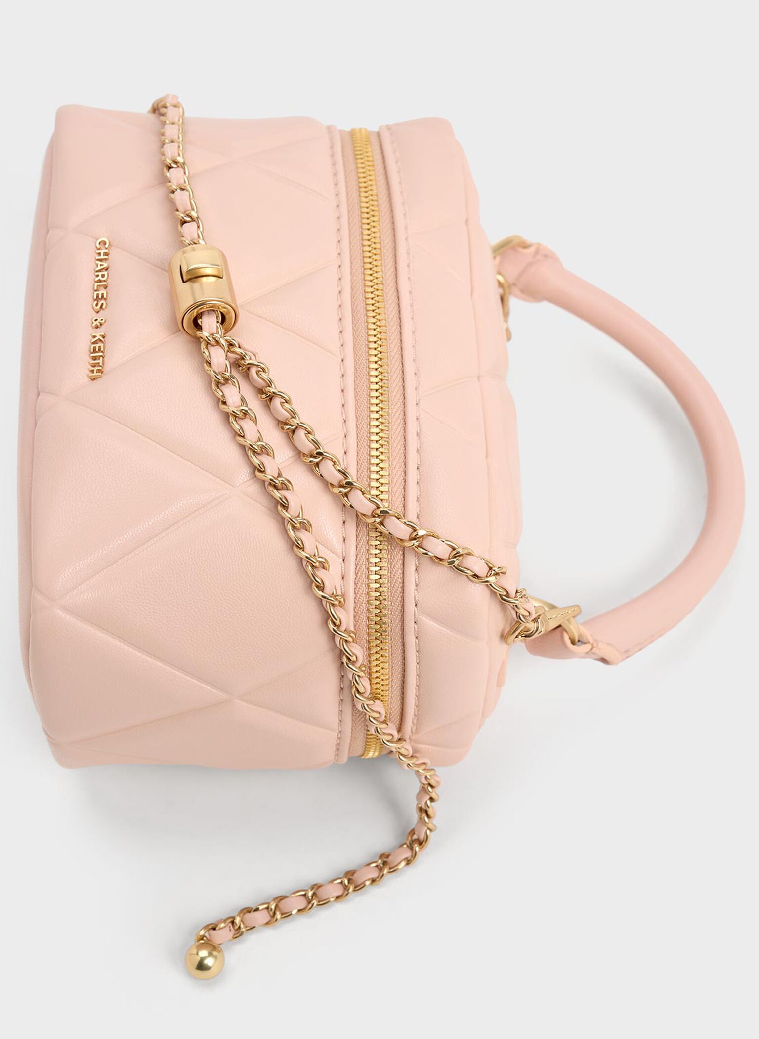 Arwen Quilted Top Handle Vanity Bag, Light Pink, hi-res