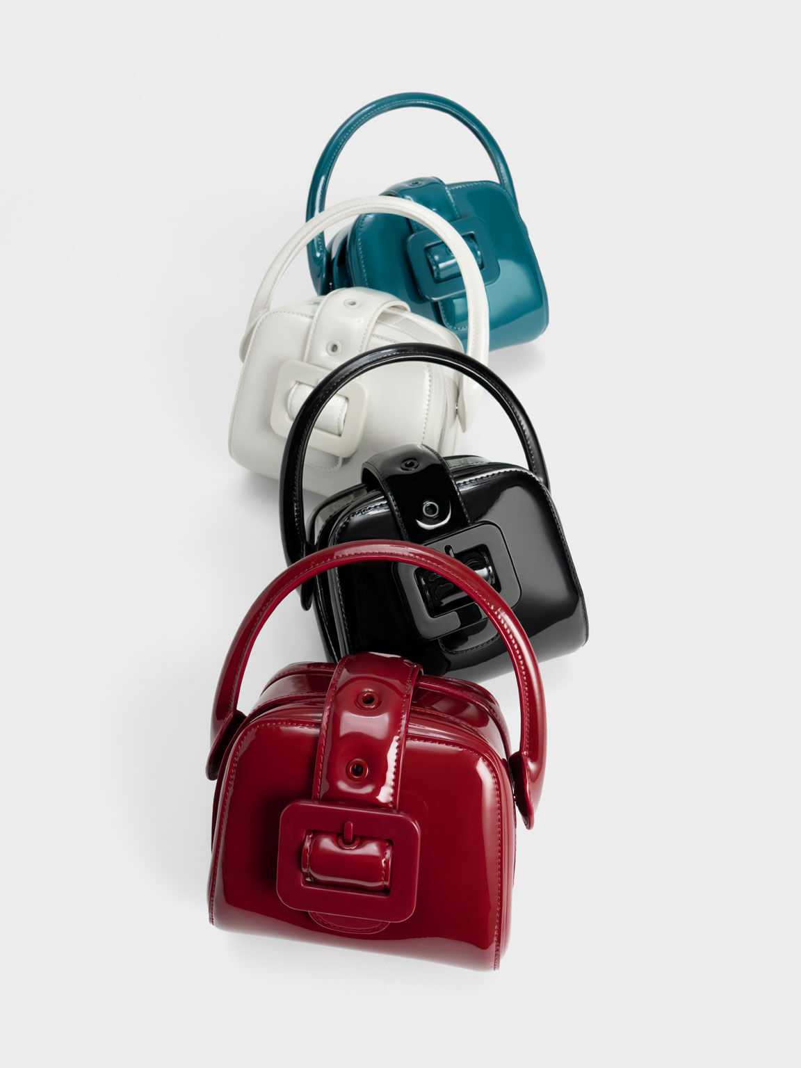 Bolso con cinturón Lula de charol, Turquoise, hi-res