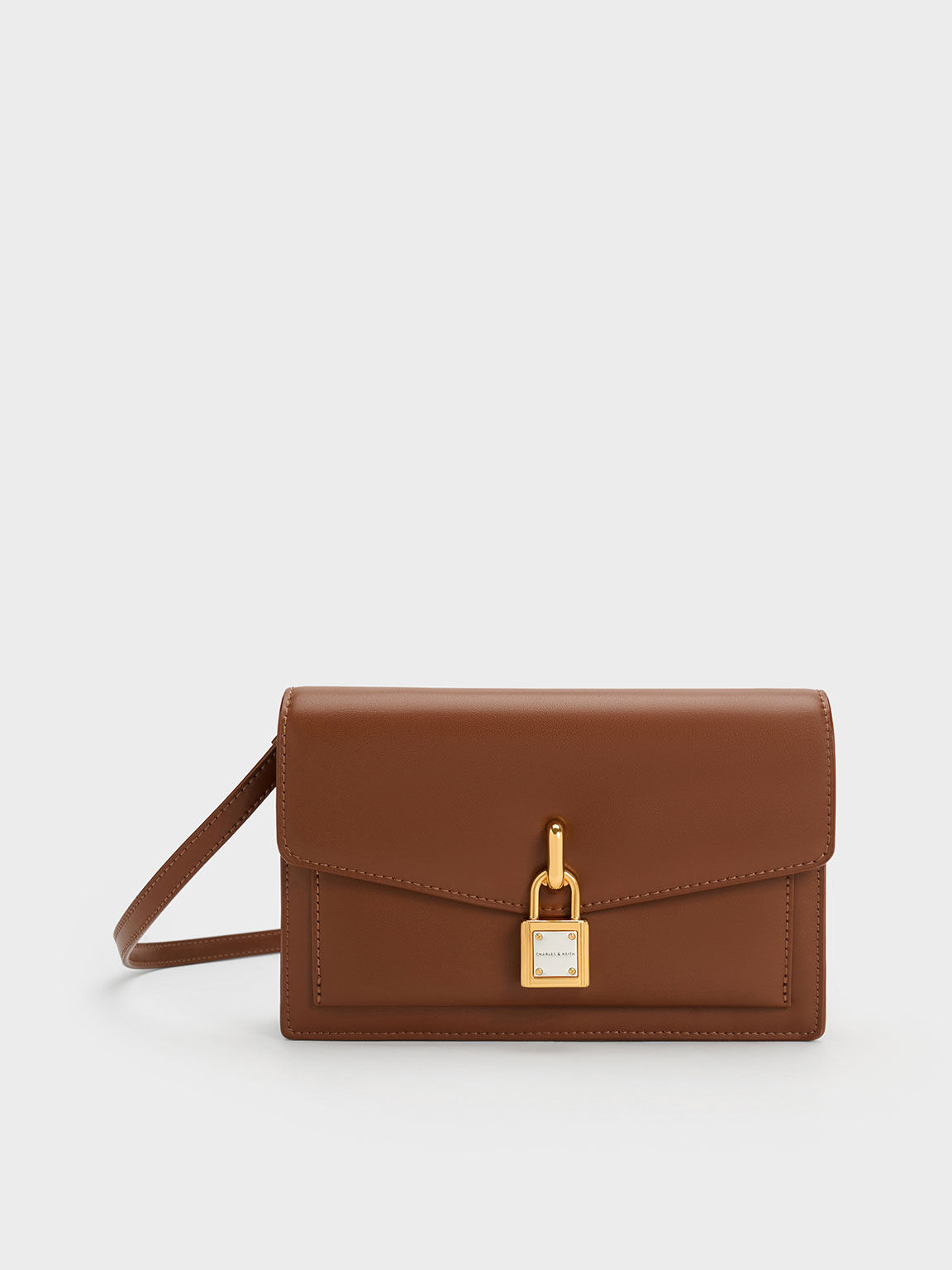 Padlock Envelope Crossbody Bag, Chocolate, hi-res