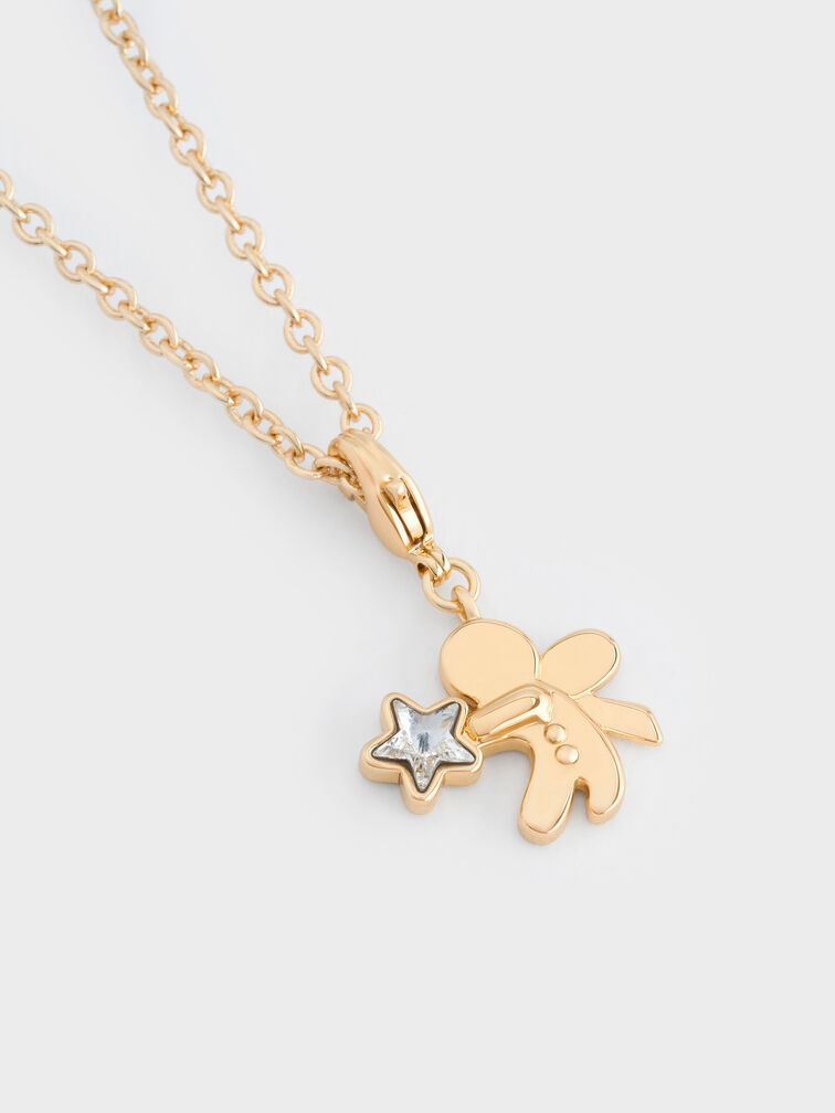 Athalia Gingerbread-Fairy Crystal-Star Charm, Gold, hi-res