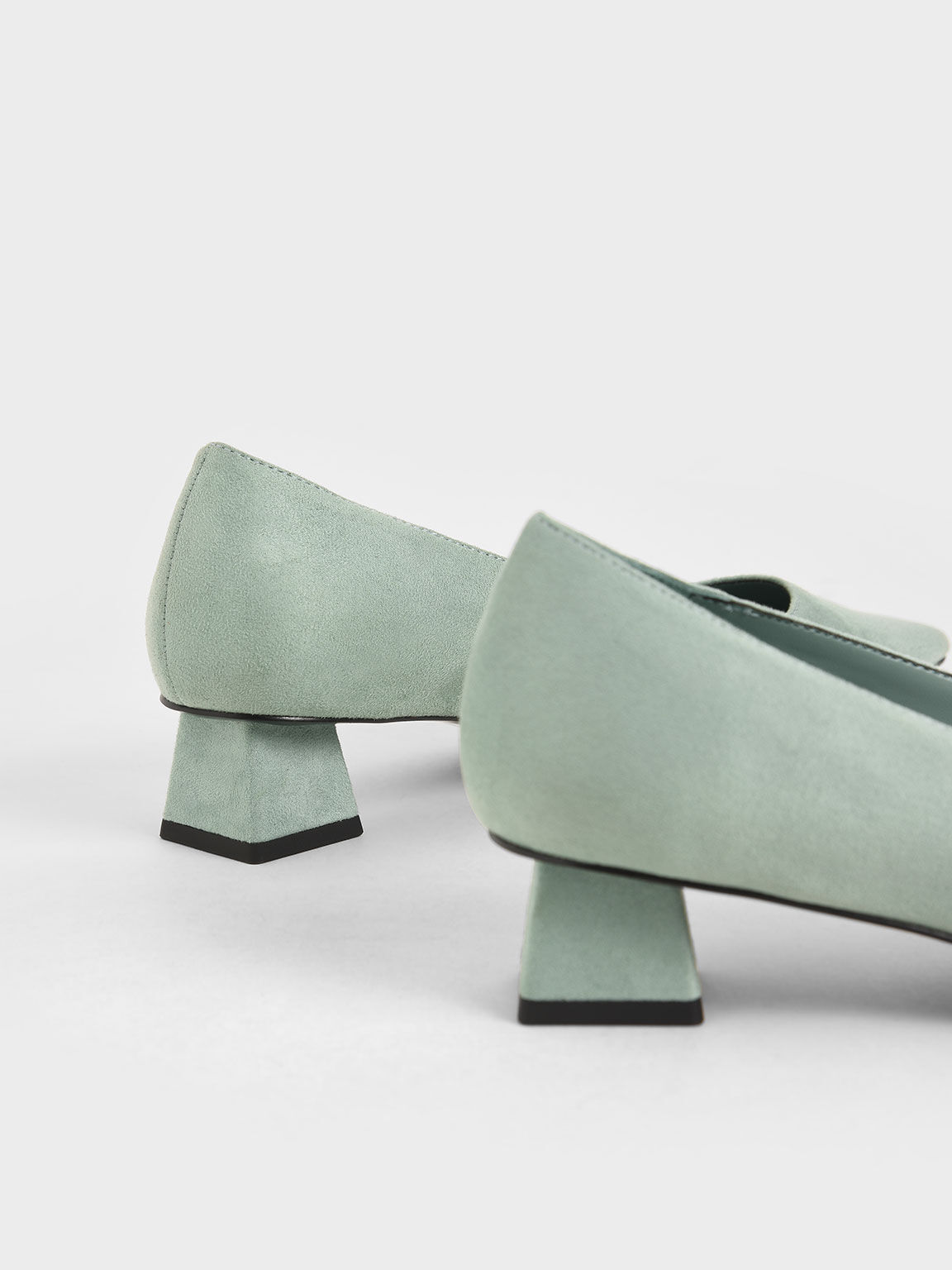 Textured Trapeze Heel Pumps, Mint Green, hi-res