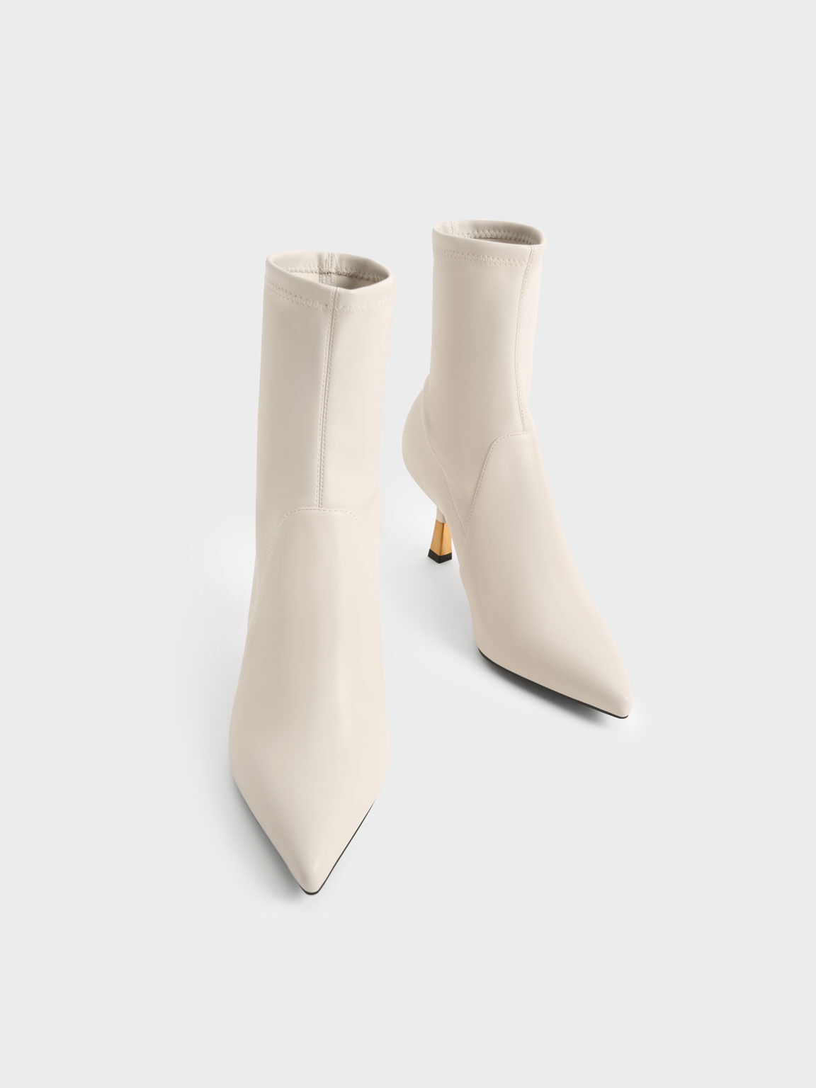Kitten Heel Ankle Boots, Chalk, hi-res