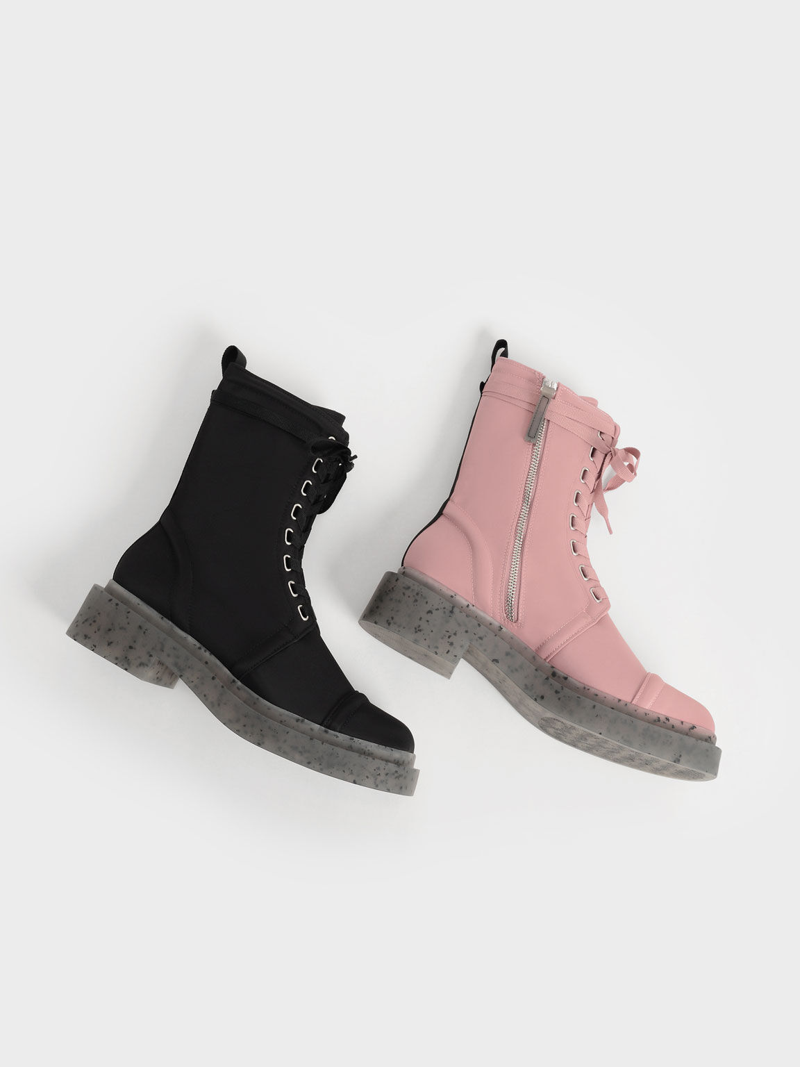 The Anniversary Series: Charli Recycled Nylon Lace-Up Ankle Boots, Pink, hi-res