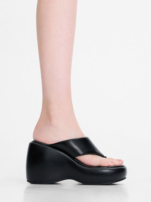 Zapatos de cuña Noemi con plataforma, Negro, hi-res