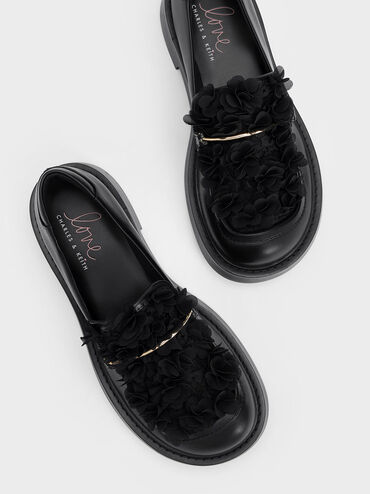 Mocasines de malla floral, Negro, hi-res