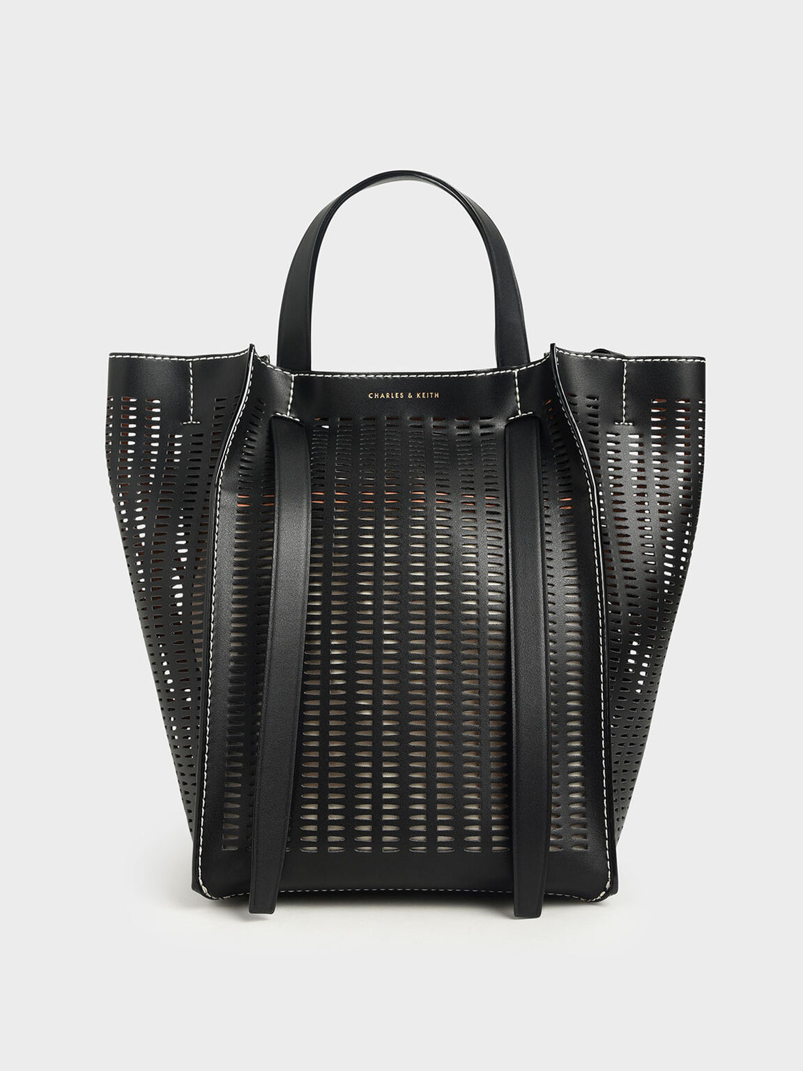 Black Large Laser Cut Tote Bag Charles Keith Us