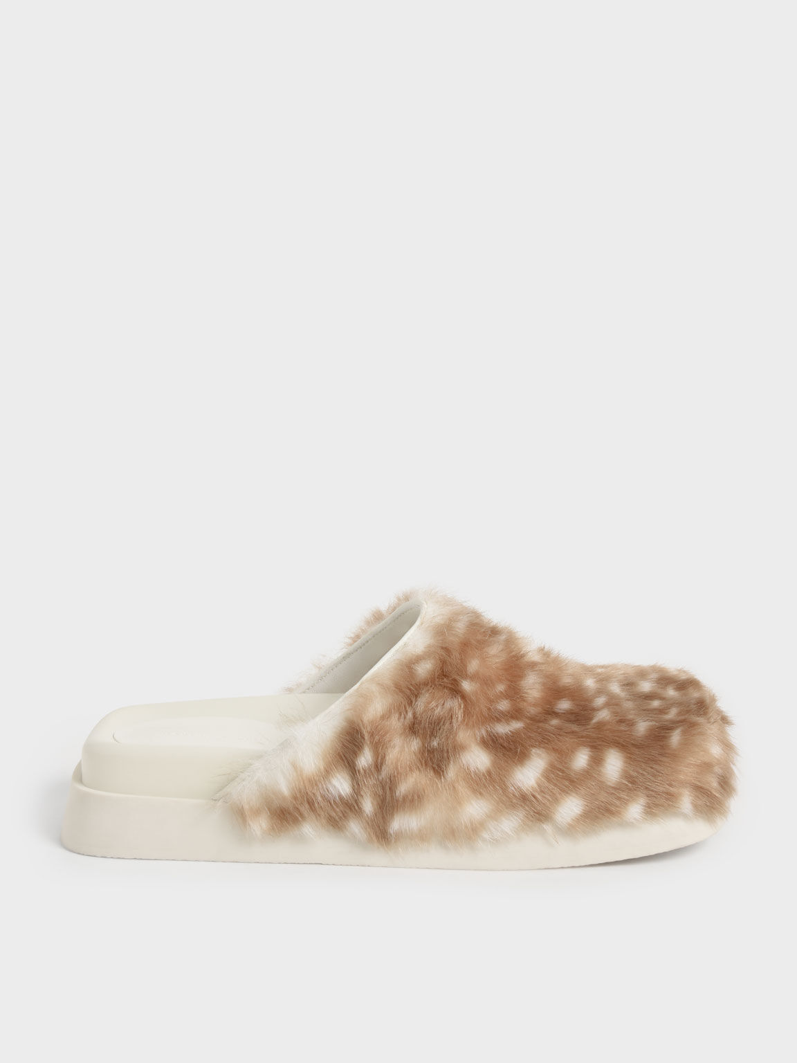 Marcy Furry Flat Mules, Animal Print Natural, hi-res