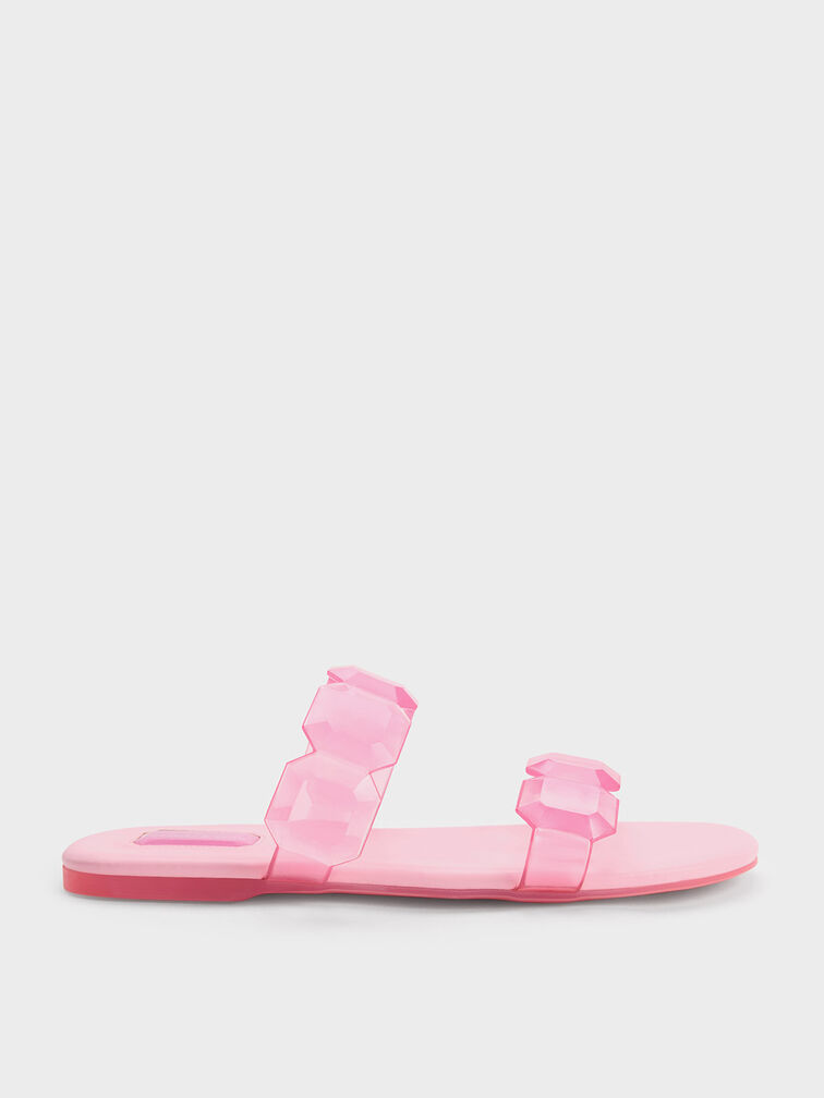 Fia Gem-Strap Slide Sandals, Light Pink, hi-res