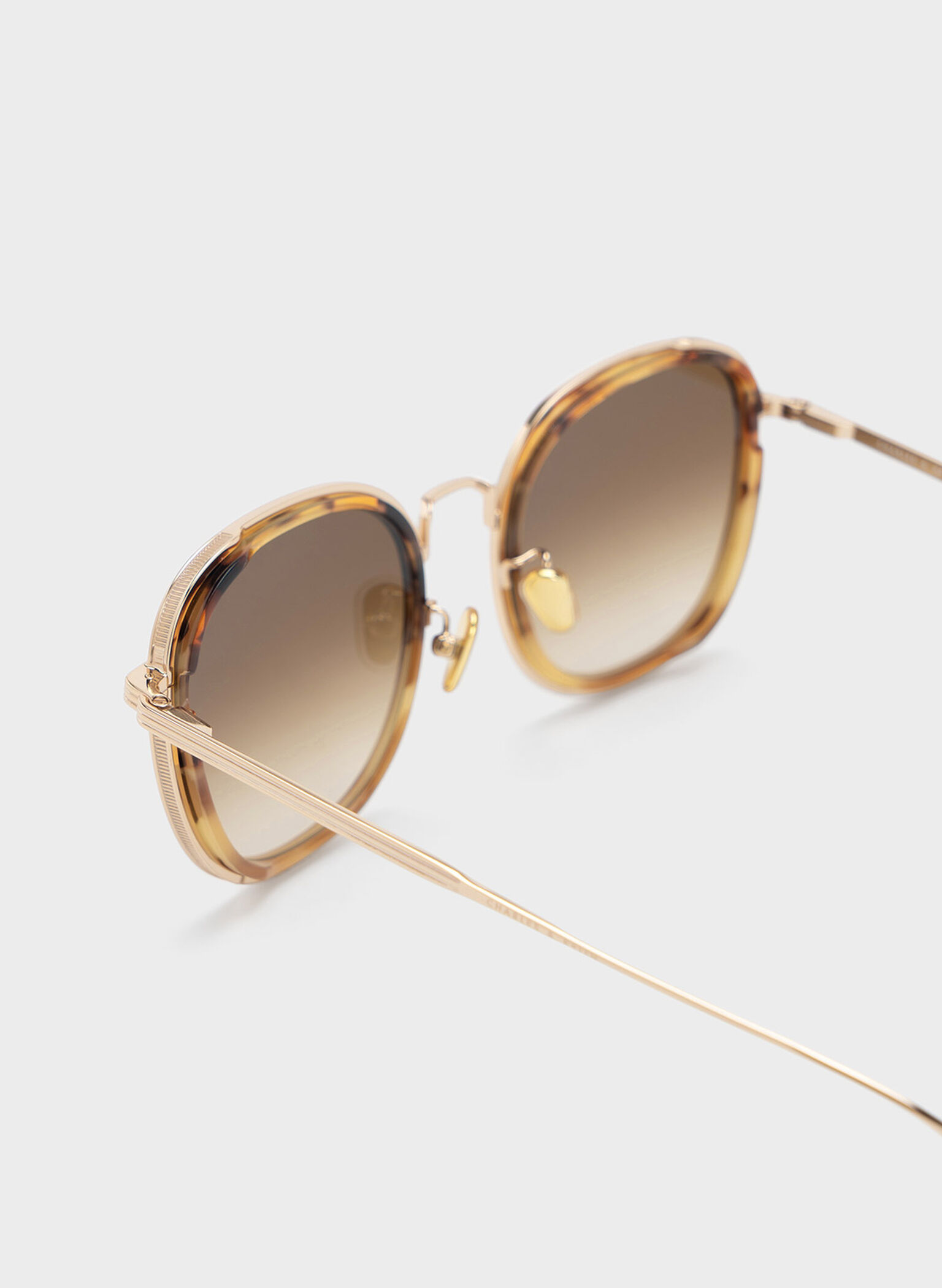 Tortoiseshell Recycled Acetate Metallic-Rim Oversized Sunglasses, T. Shell, hi-res