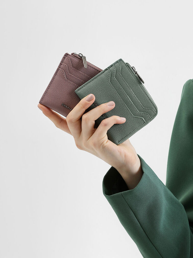 Elodie Multi-Slot Zip Card Holder, Mauve, hi-res