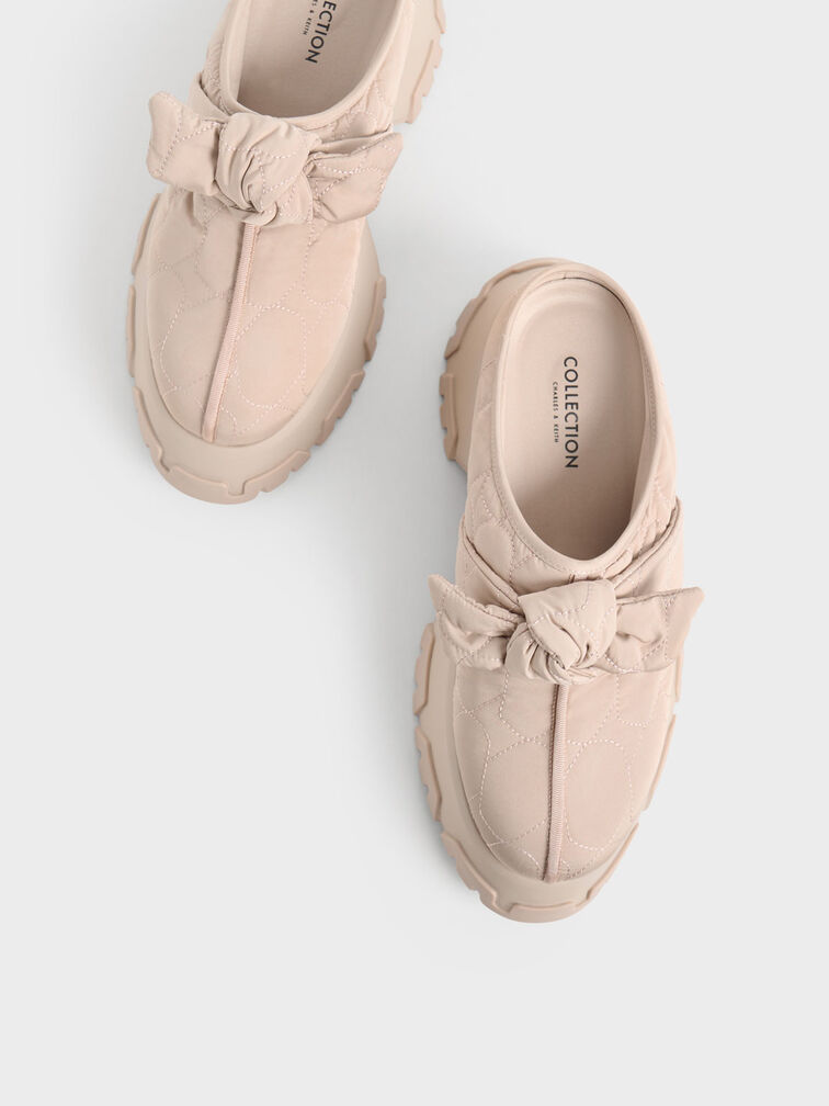 Recycled Polyester Knotted Platform Mules, Nude, hi-res