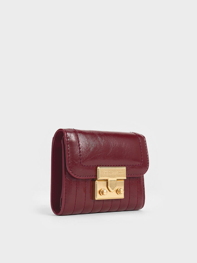 Donna Crinkle-Effect Wallet, Burgundy, hi-res