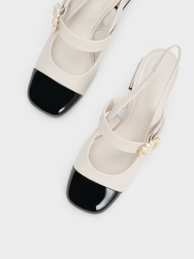 珍珠釦環粗跟瑪莉珍鞋, 混色, hi-res