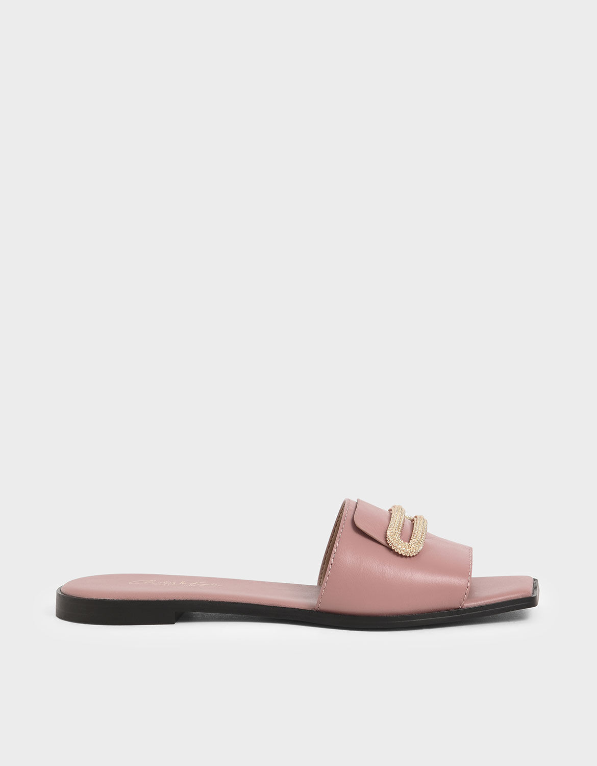 pink leather slides