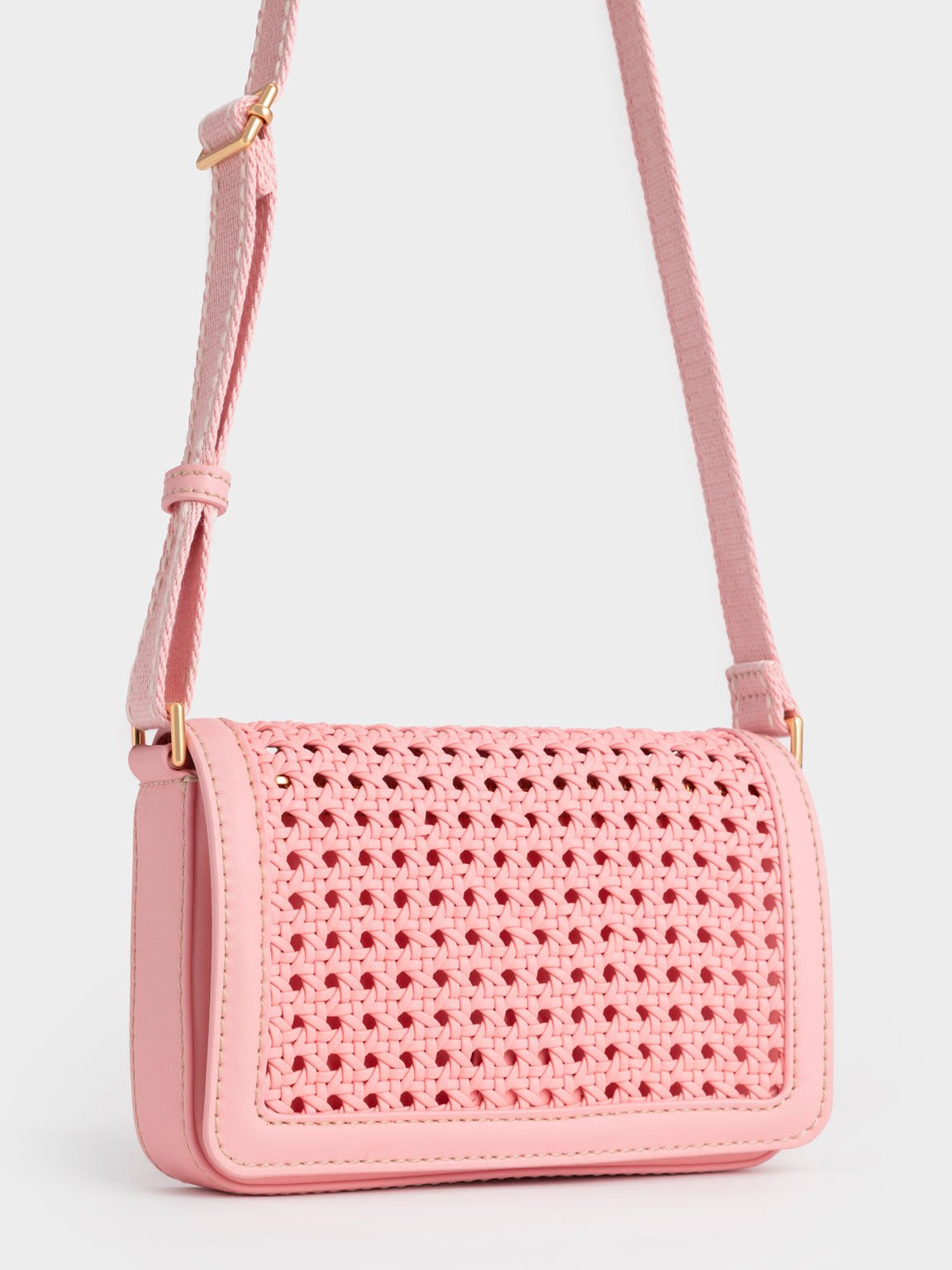 Cecily Woven Shoulder Bag, Light Pink, hi-res