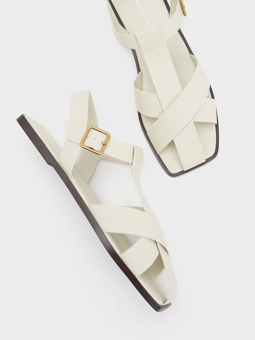 Strappy Crossover Sandals, Chalk, hi-res