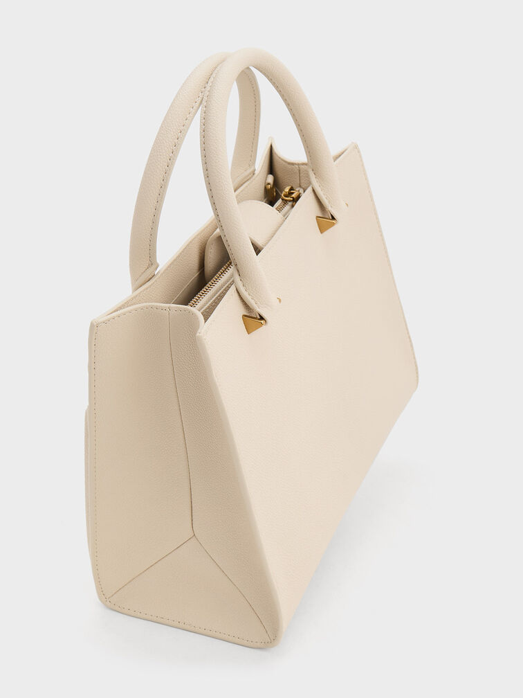 Bolso tote estructurado Arwen, Beige, hi-res