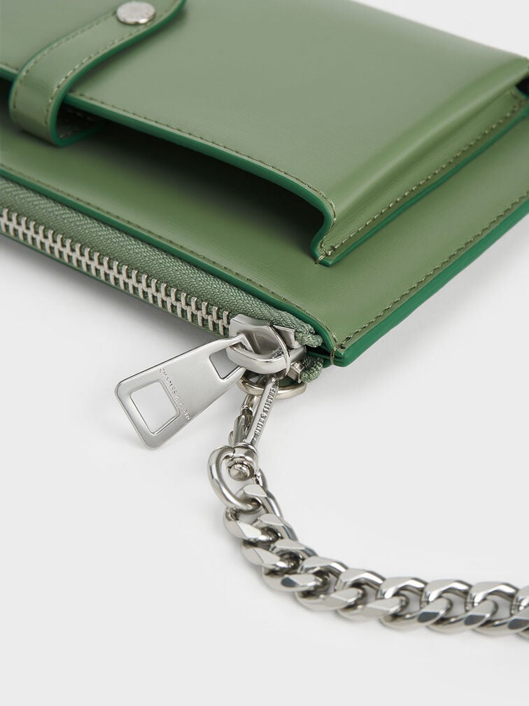 Rebel Top-Zip Long Wallet, Green, hi-res