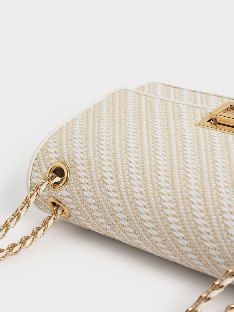 Charles Keith Chain Shoulder Bag Diamond Bag Beige Up To 60% Off