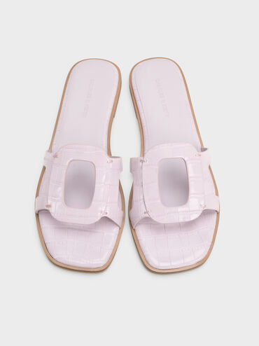 Easley 幾何挖空拖鞋, 丁香紫動物紋, hi-res