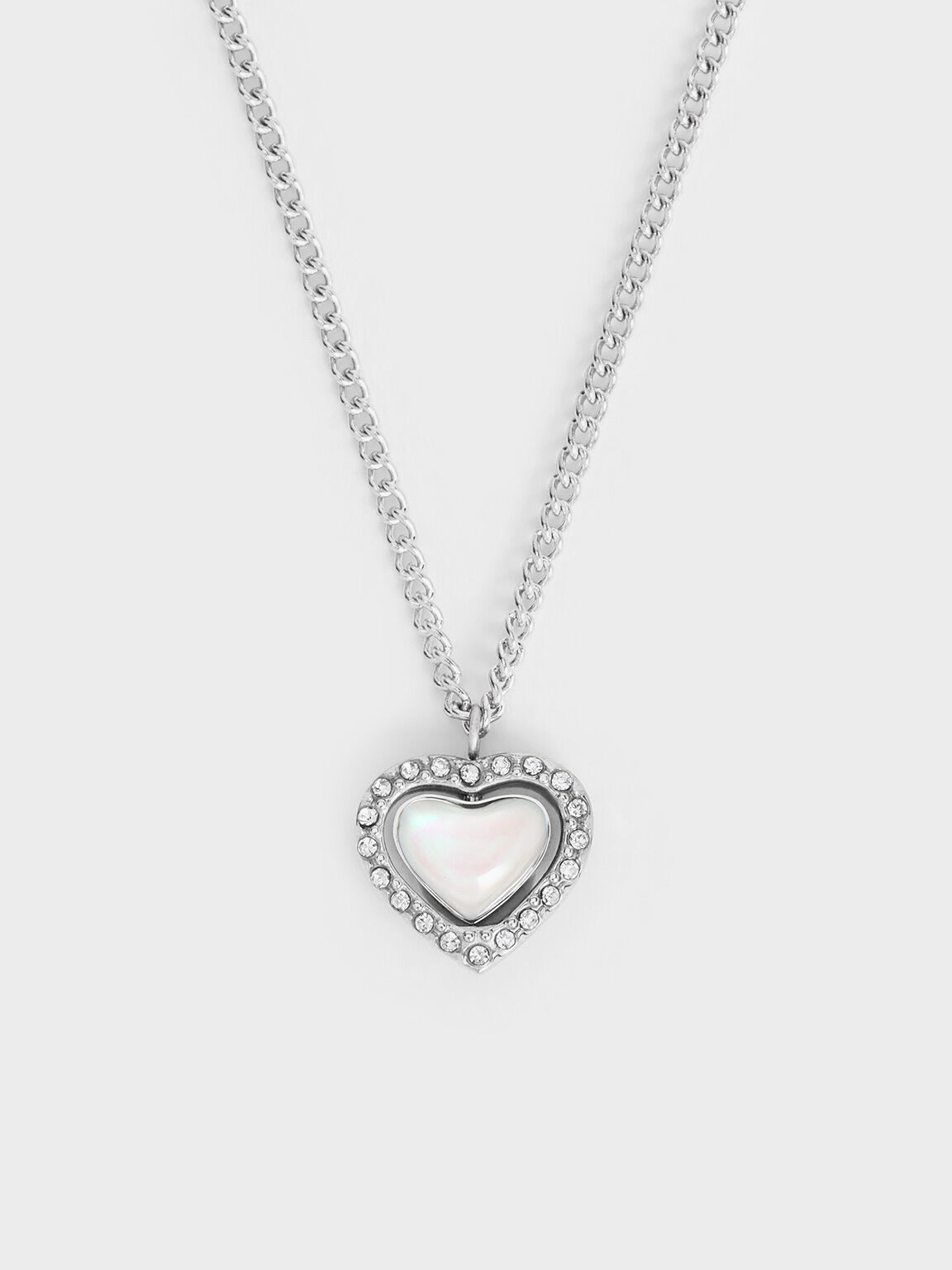 Silver Annalise Crystal Heart Stone Necklace CHARLES KEITH KH