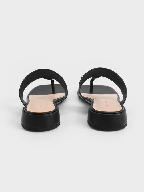 T-Bar Metallic Accent Thong Sandals, Black, hi-res