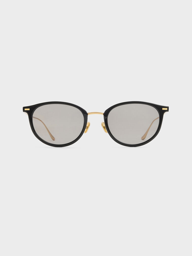 Minnow Metal-Rim Round Sunglasses, Black, hi-res