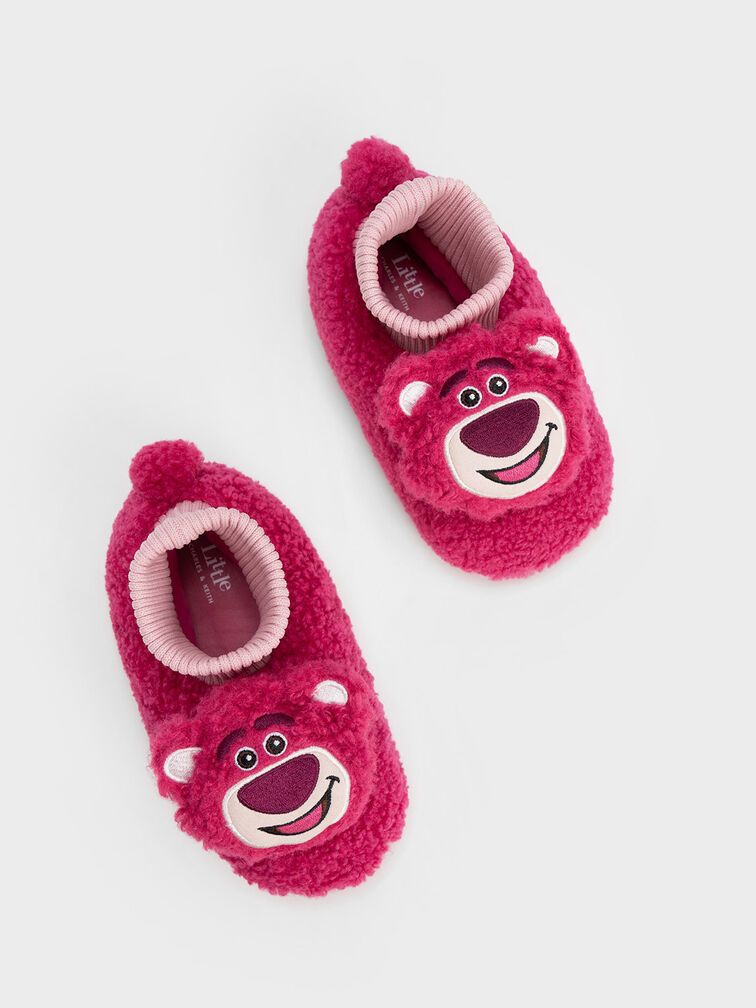 Girls' Lotso Furry Sock-Knit Boots, Pink, hi-res