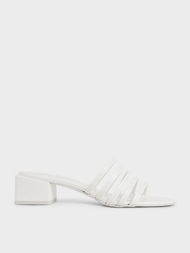 Strappy Mules, White, hi-res