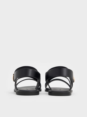 Sandalias de tiras con cierre giratorio Yara, Negro, hi-res