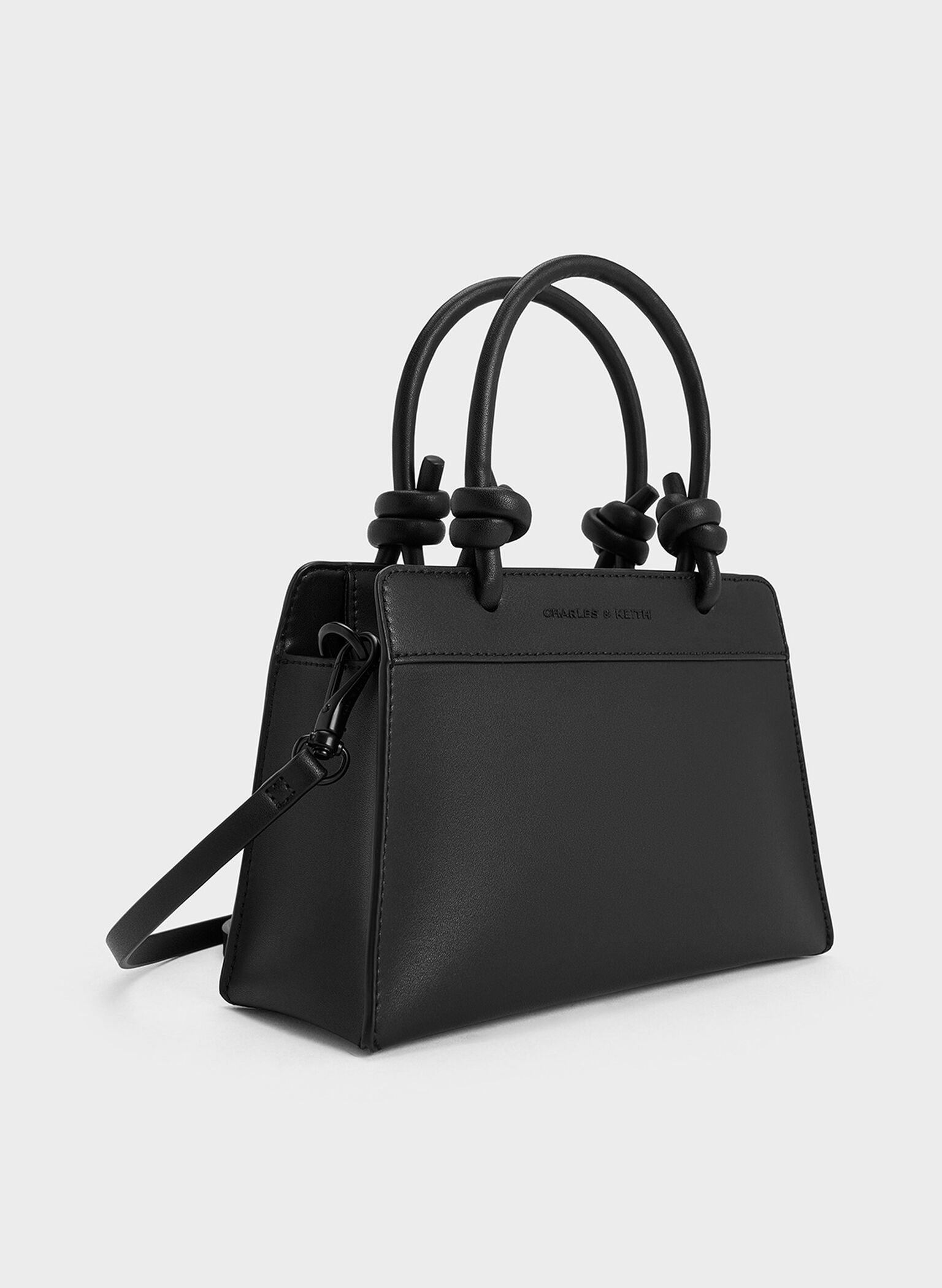 Sabine Knotted-Handle Trapeze Tote Bag, Jet Black, hi-res