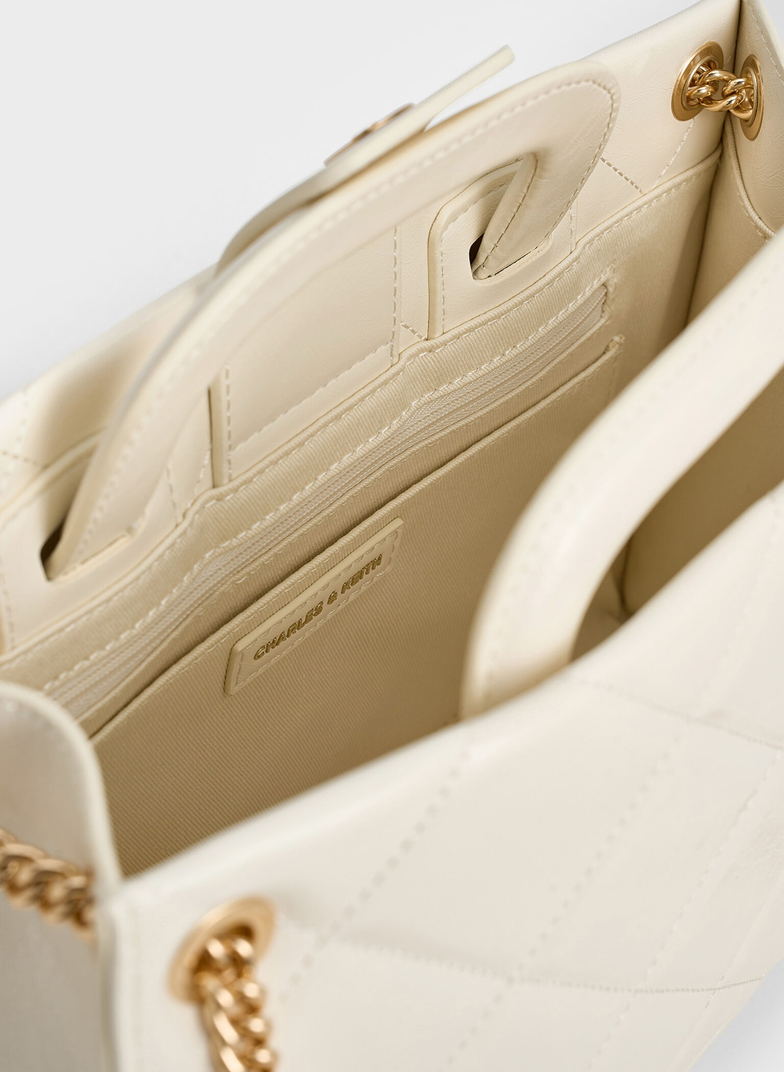 Apfra Quilted Chain-Handle Bag, Cream, hi-res