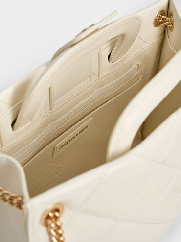 Apfra Quilted Chain-Handle Bag, Cream, hi-res