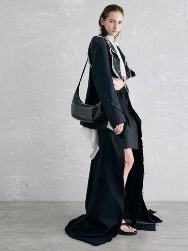 Bolso hobo curvo Bryna, Noir, hi-res
