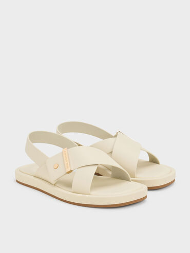 Sand&aacute;lias tipo slingback com al&ccedil;a cruzada Audra, Giz, hi-res