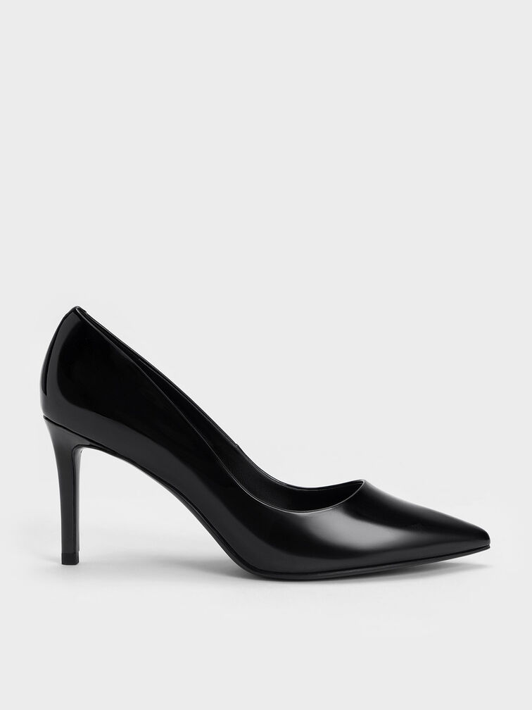 Black Patent Emmy Patent Pointed-Toe Stiletto Pumps - CHARLES & KEITH US