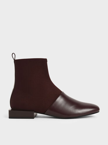 Slip-On Ankle Boots, Maroon, hi-res