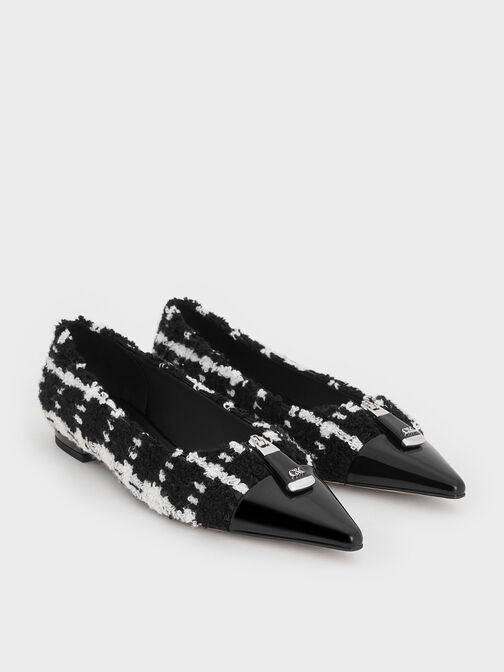 Nina Tweed & Leather Pointed Cap-Toe Flats, Multi, hi-res