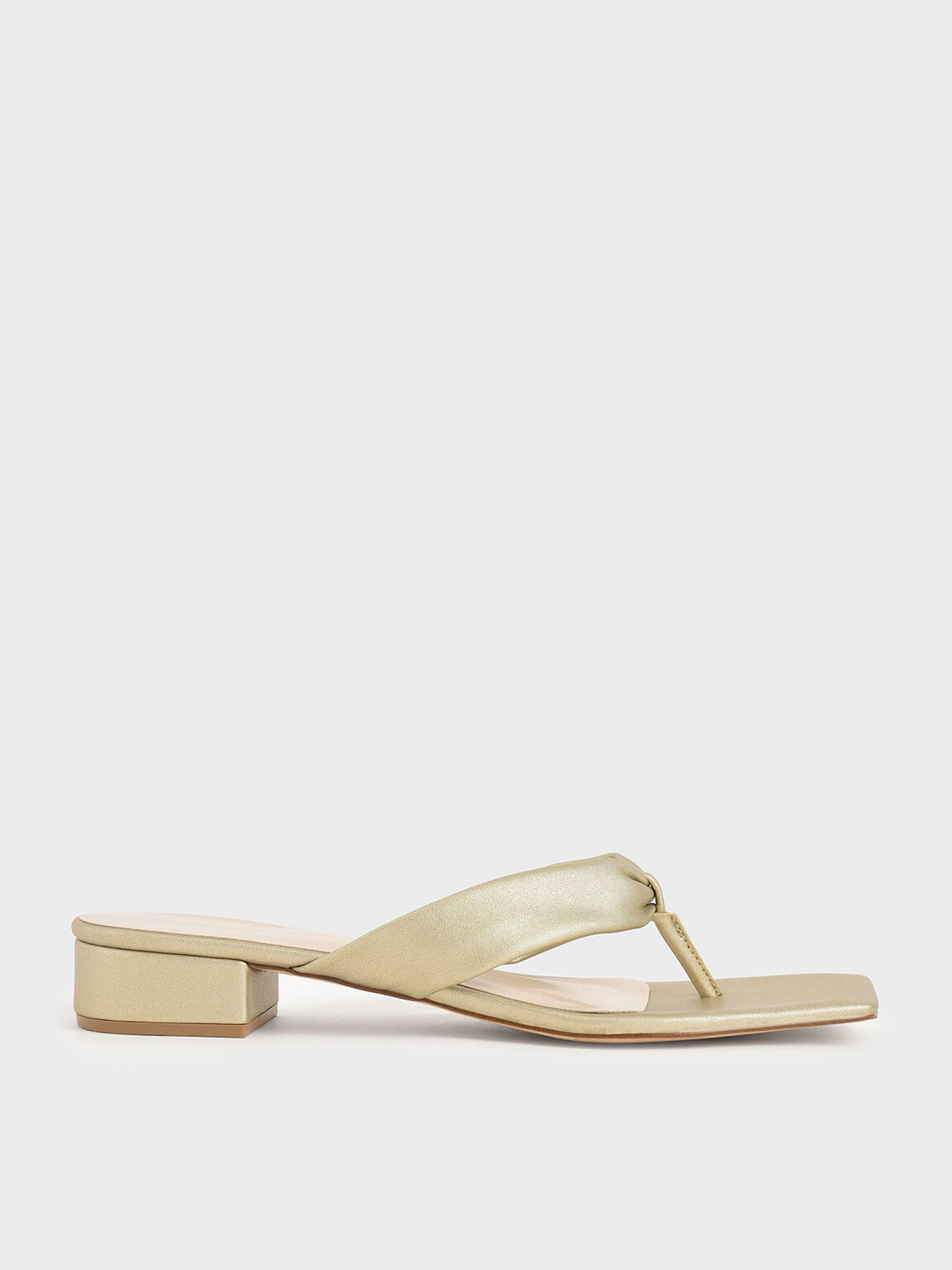Gold Metallic Puffy Strap Thong Sandals | CHARLES & KEITH US